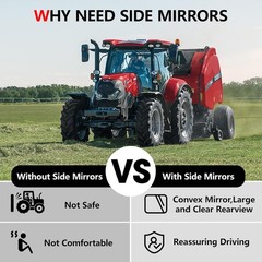 Tractor Mirrors, Strong Magnetic Side Mirrors for Tractors, Forklifts, Lawn M…