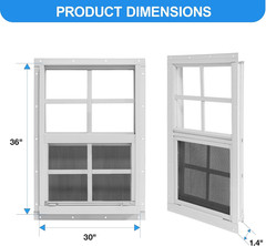 Neatiease Upgraded Shed Windows 2 Pack, 30″ X 36″ Windows with Tempered Glass an
