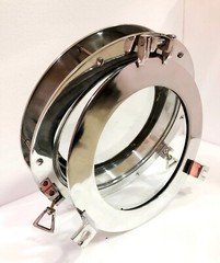 15″ Canal Boat Porthole Window Silver Nickel Door Window Glass Porthole