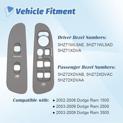 Driver & Passenger Side Door Window Control Switch Panel Bezel Compatible with