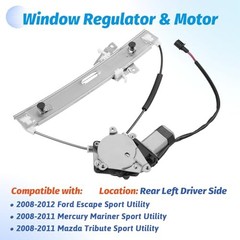 Rear Left Driver Side Power Window Regulator with Motor Compatible with Ford