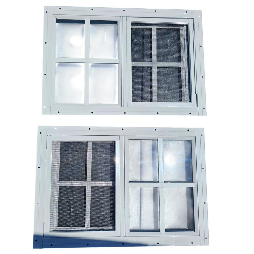 2 Pack 12×18 White Flush Mount Shed Windows Safety Glass Vertical Slider New