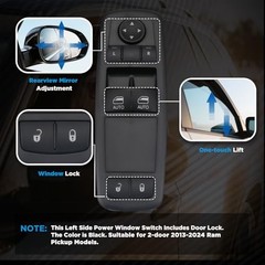 Driver Power Window Switch w/o Power 2 Door, without Power Mirror Folding