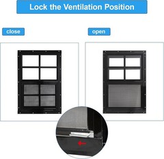 Shed Windows 30×30 Black Tempered Glass Stainless Steel Mesh