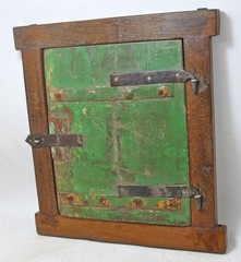 Antique Wooden Wall Décor Window Panel Frame Original Old Hand Crafted Painted