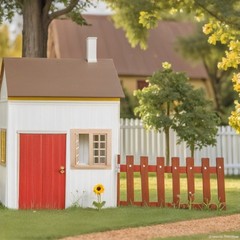 4 Pack of Durable Mini DIY Wooden Windows Khaki Color Miniature Home Decor
