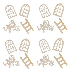 16 Pcs Mini Window Frame Miniature Fairy House Dollhouse Furniture