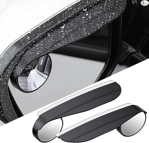 2PCS Blind Spot Mirrors, 2-in-1 Carbon Fiber Rain Eyebrow Reflective Protection