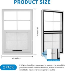 2 Pcs Shed Window W/ Tempered Glass & Fiberglass Screen Household Sliding Window