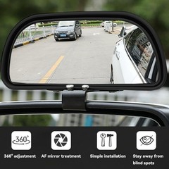 Car Blind Spot Mirror, Adjustable HD Glass Convex Rear View Mirro Style: Black