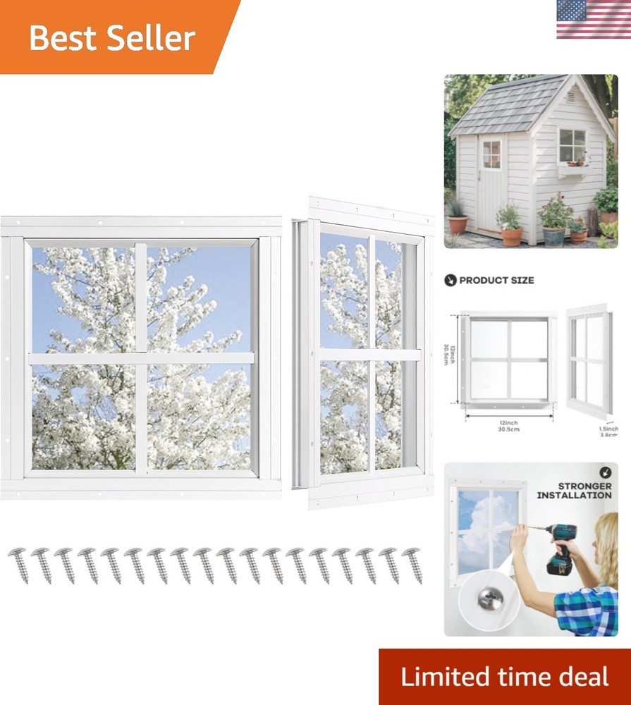 Minimalist 12×12 Shed Windows – 2 Pack with Easy Installation and Tempered Glass