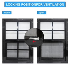 2 Pack Flush Mount Shed Windows 14×21, Black Frame, Tempered Glass, Fiberglass S