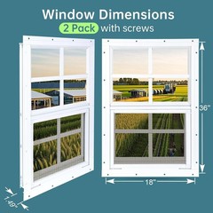2 Pack Shed Windows 18″x36″ Flush Mount Household Windows with Thicker Tempered