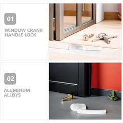 2 Pcs Inward Opening Window Handle Heavy Duty Lock Glass Aluminum