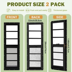 2 Pack Shed Windows, 12″x 29″ Black Sliding Window Suitable for Chicken Coop, sh