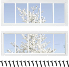 Shed Windows 2 Pack, Fixed Transom Windows 10″ X 29″ with Tempered Glass, Garage