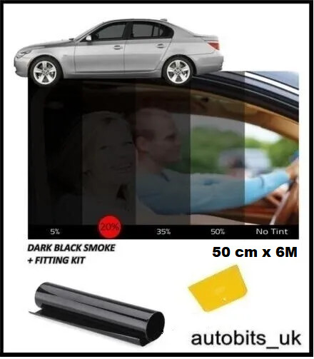 CAR WINDOW TINT FILM TINTING DARK BLACK SMOKE 20% 50cm x 6M NEW