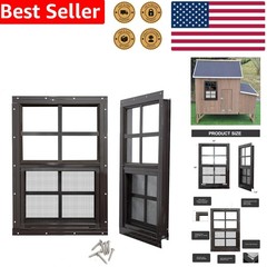 12×18 Shed Windows 2 Pack Brown Aluminum Frame Tempered Glass Weather Resistant