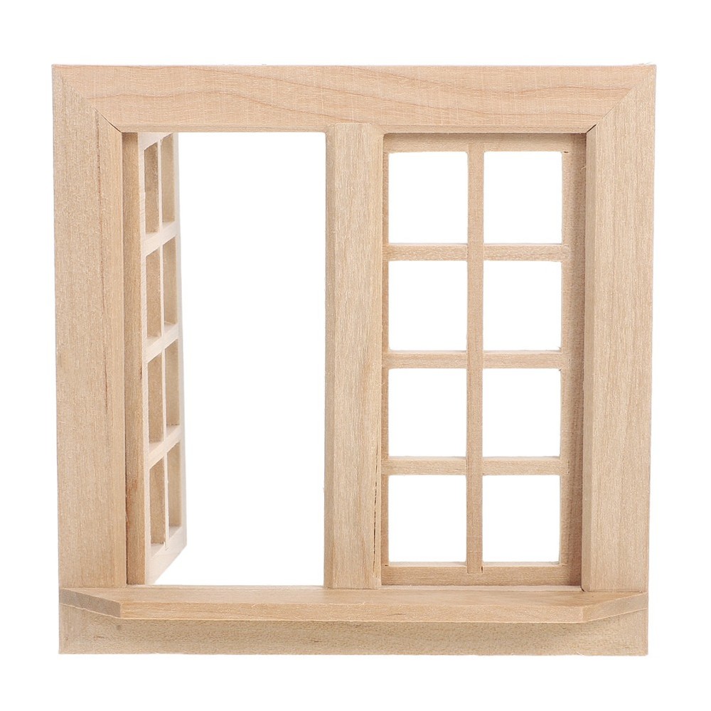 Mini House Adornment Mini Blank Window Model Uncolored Wooden Window