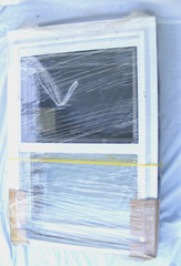 full wood framd window with glass, lock and screen