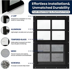 Flush Mount 12×18 Sliding Shed Windows – Durable Tempered Glass & Screen, 2 Pack