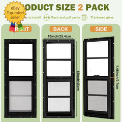 2 Pack Shed Windows, 10″X 18″ Black Sliding Window Suitable for Chicken Coop, Sh