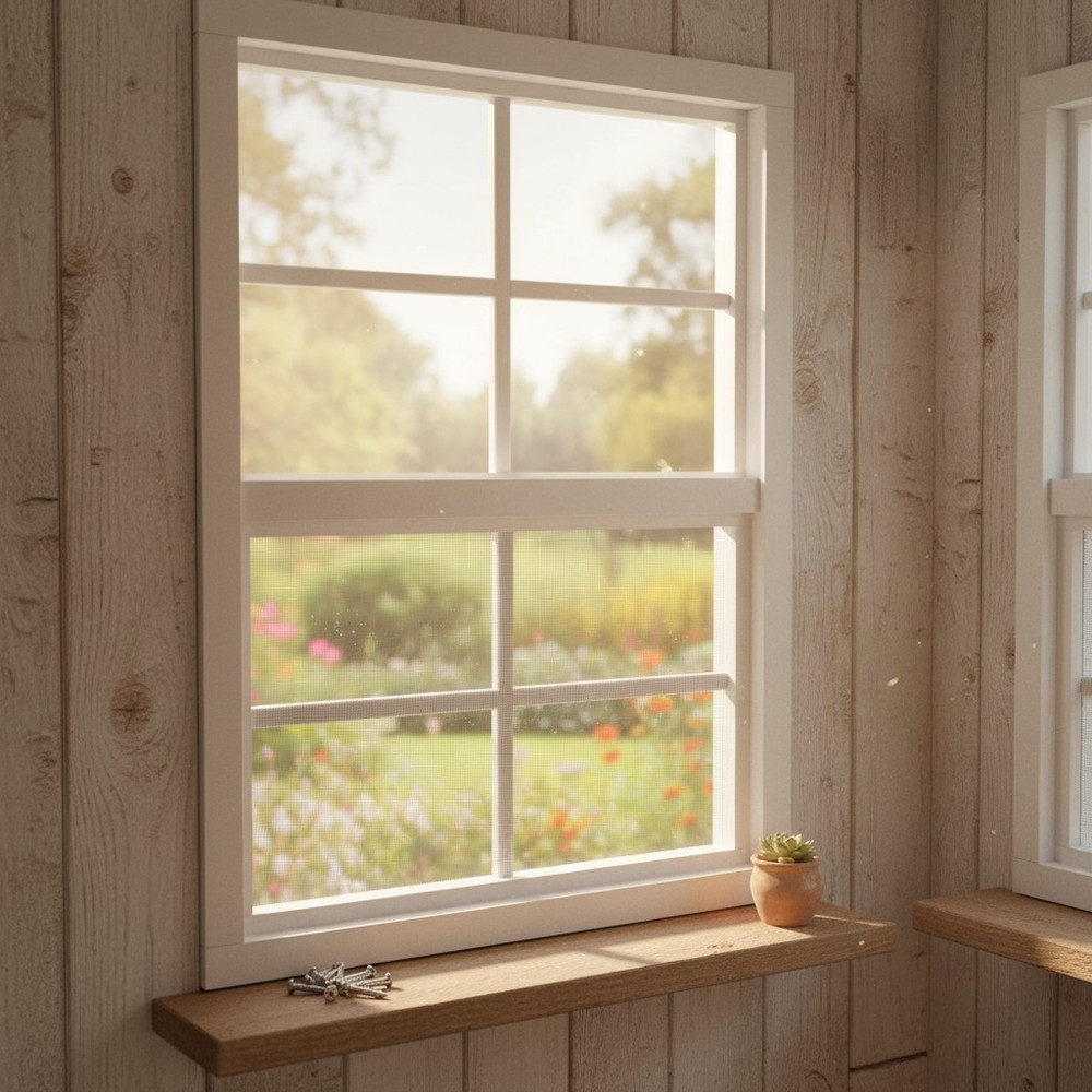 Durable 18″x23″ Shed Windows with Aluminum Frame & Fiberglass Screens – 2 Pack