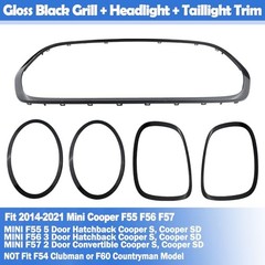 5pcs Front Grille Frame Surround Trim Headlight Taillight Trim Ring Black