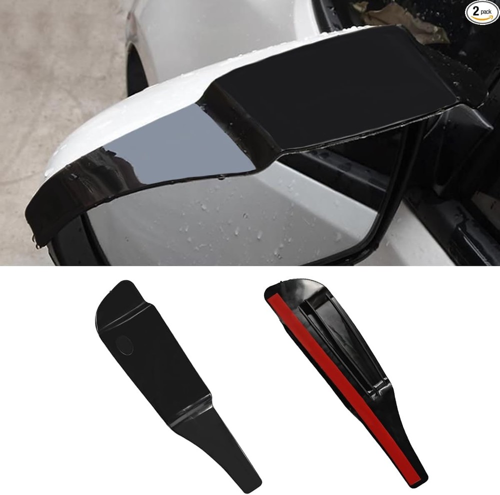 2PCS Rearview Mirror Rain Eyebrow, PVC Waterproof Side Mirror Rai Color: Black