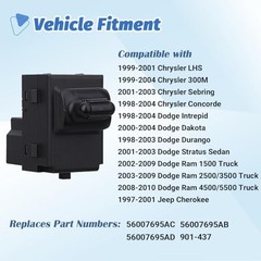 Passenger Side Power Window Switches, Compatible with 2002-2009 Dodge Ram 1500