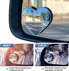 Heart-Shaped Frameless Blind Spot Mirrors for Cars, Universal Wide Size: Heart
