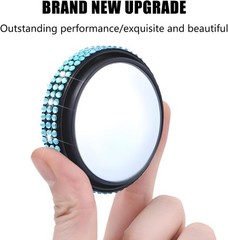 2PCS Bling Car Blind Spot Mirror, 2″ Crystal Rhinestone HD Gl Color: Lake Blue