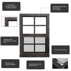 2 Pack 24×27 Flush Mount Shed Windows with Tempered Glass & Screen – Brown Frame