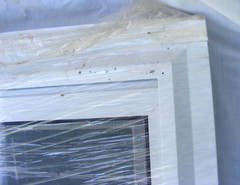 full wood framd window with glass, lock and screen