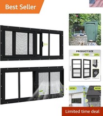 2 Pack Shed Windows, 10″x18″ Sliding Windows, Transom Window with Tempered Gl…