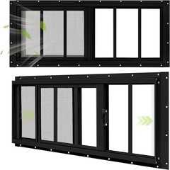 2 Pack Shed Windows, 12″x 29″ Black Sliding Window Suitable for Chicken Coop, sh