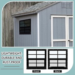 2 Pack Black 16×16 Aluminum Shed Windows Tempered Glass Screen Flush Mount