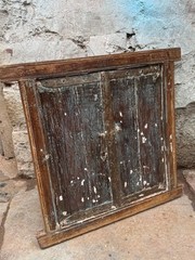 Antique Wooden Wall Décor Window Panel Frame Original Old Hand Crafted