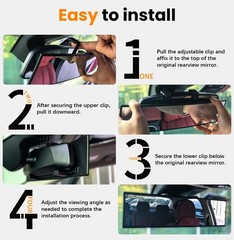 Rear View Mirror, Chrome Anti-Glare Panoramic Rear Mirrors Universal 12 Inch Con