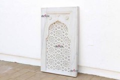 Handcarved 48″ Tall Arched Marble Panel, Moghul Style Marble Wall Panel