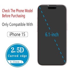 (2 Pack) Screen Protector for iPhone 15 Tempered Glass 6.1 iPhone 15 6.1-inch