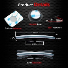 Slim Square Blind Spot Mirror, HD Glass Frameless Convex Rear View Mirror, Pack