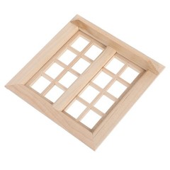 4 Pack of Durable Mini DIY Wooden Windows Khaki Color Miniature Home Decor
