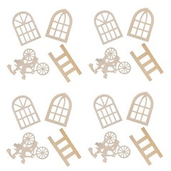 16Pcs Durable Mini Wood Window Frames for Craft Dollhouse Interior Accessories