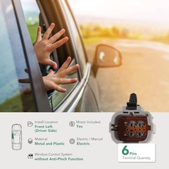 Power Window Regulator With 6-Pin Motor Assembly for Front Driver Side