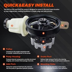 Power Steering Pump with Pulley & Reservoir Compatible with Dodge 21-4045R