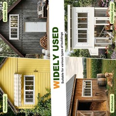 2 Pack Shed Windows, 10″X29″ Sliding Windows with Tempered Glass & Fiberglass Sc