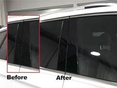 Pillar Post Window Trim Compatible with Kia Forte 2010-2013 Gloss (Black)