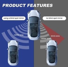 2PCS Fan-Shaped Blind Spot Mirrors for Cars, Universal 360-Degree Convex Wide An