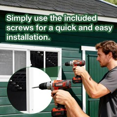 2 Pack 8″x16″ Sliding Windows with Tempered Glass & Removable Screen for Shed, C